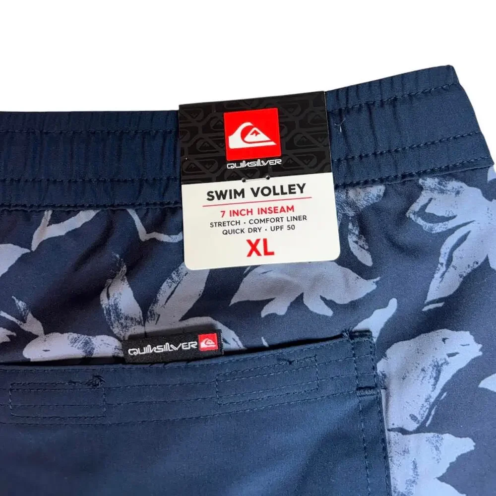 QUICKSILVER MEN'S 7” INSEAM SWIM VOLLEY SHORTS QUICK DRY UPH50 XL NWT